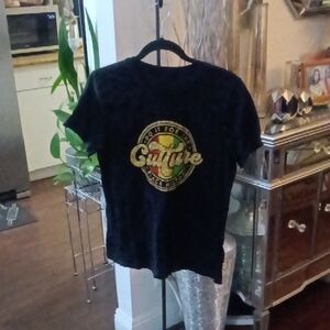 A:Black T-Shirt with Vibrant Graphic